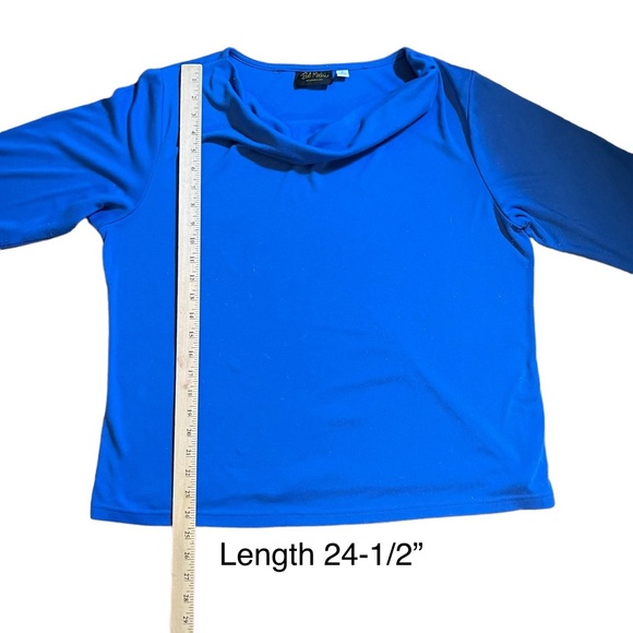 Bob Mackie’s Drape Neck Bracelet Sleeve Knit Top In Royal Blue. Size 1X. - Picture 3 of 12